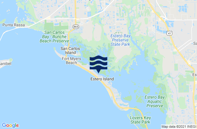 Mappa delle Getijden in Estero Island Estero Bay, United States