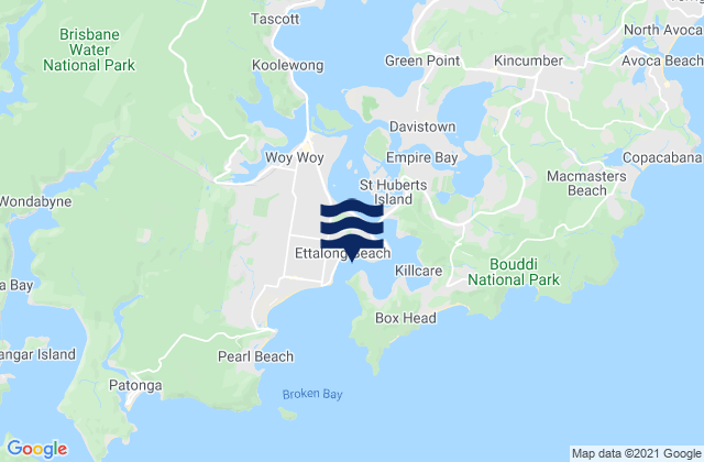 Mappa delle Getijden in Ettalong, Australia