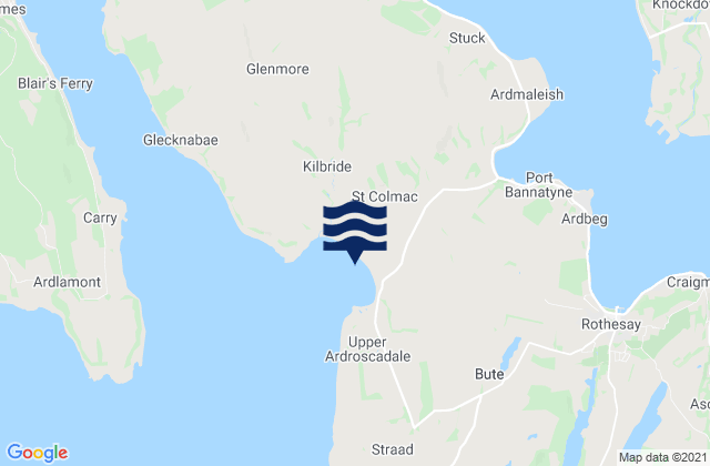 Mappa delle Getijden in Ettrick Bay, United Kingdom