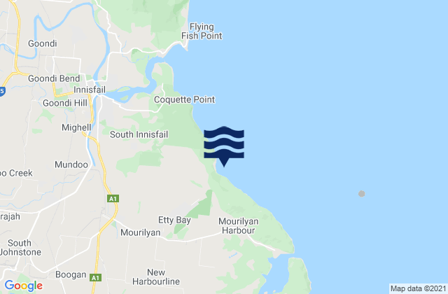 Mappa delle Getijden in Etty Bay, Australia