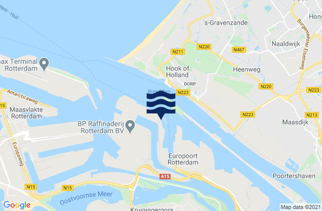Mappa delle Getijden in Europoort, Netherlands