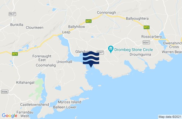 Mappa delle Getijden in Eve Island, Ireland