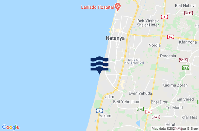 Mappa delle Getijden in Even Yehuda, Israel