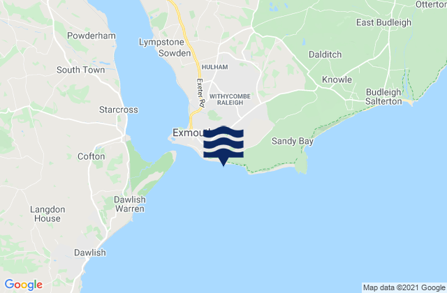 Mappa delle Getijden in Exmouth Beach, United Kingdom