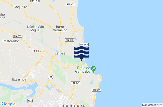 Mappa delle Getijden in Extremoz, Brazil