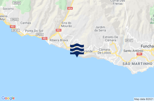 Mappa delle Getijden in Faja Dos Padres, Portugal