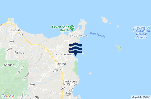 Mappa delle Getijden in Fajardo Bay, Puerto Rico