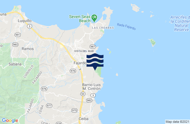 Mappa delle Getijden in Fajardo, Puerto Rico