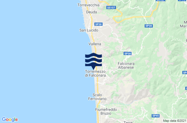 Mappa delle Getijden in Falconara Albanese, Italy