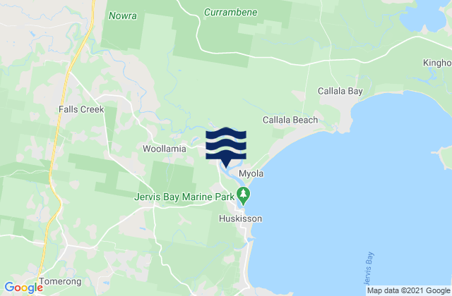 Mappa delle Getijden in Falls Creek, Australia