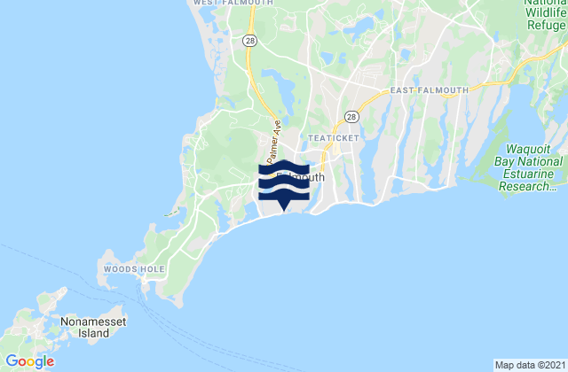 Mappa delle Getijden in Falmouth, United States