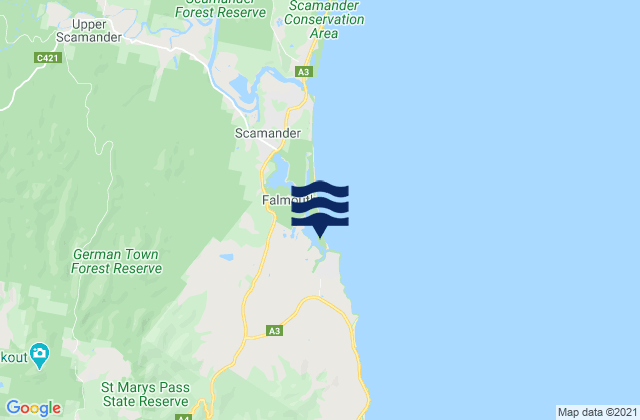 Mappa delle Getijden in Falmouth, Australia