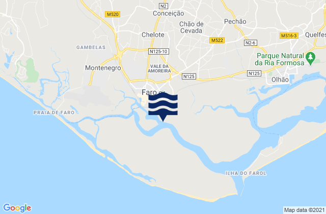 Mappa delle Getijden in Faro (cais comercial), Portugal