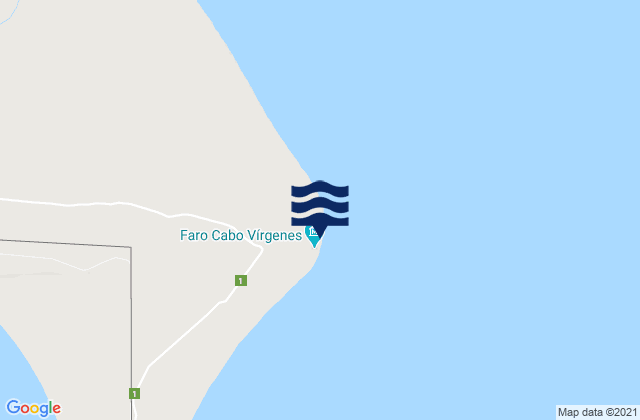 Mappa delle Getijden in Faro Cabo Virgenes, Argentina