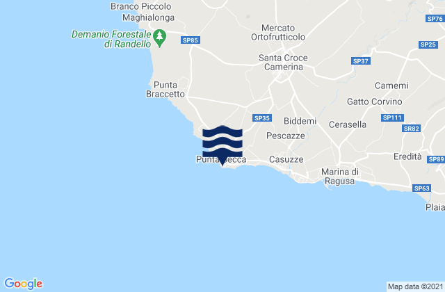 Mappa delle Getijden in Faro di Punta Secca, Italy