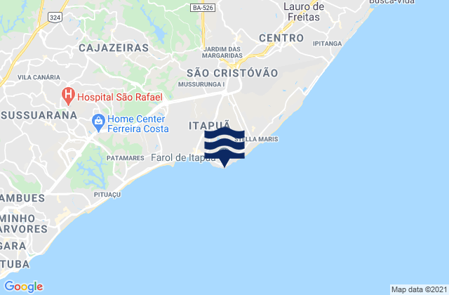 Mappa delle Getijden in Farol de Itapuã, Brazil