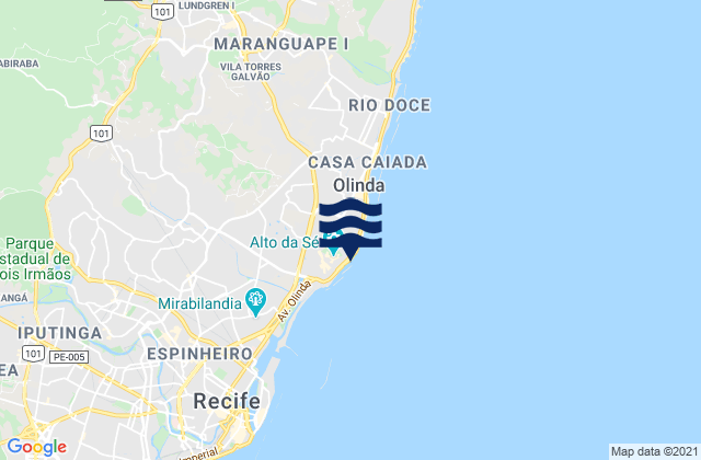 Mappa delle Getijden in Farol de Olinda, Brazil
