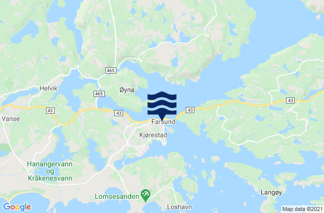 Mappa delle Getijden in Farsund, Norway