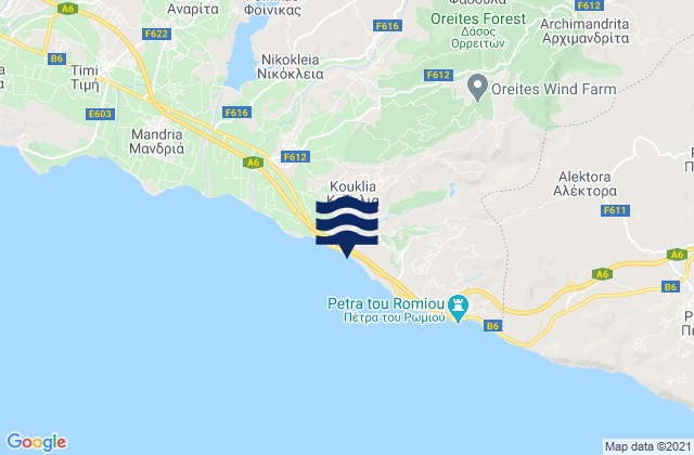 Mappa delle Getijden in Fasoúla, Cyprus