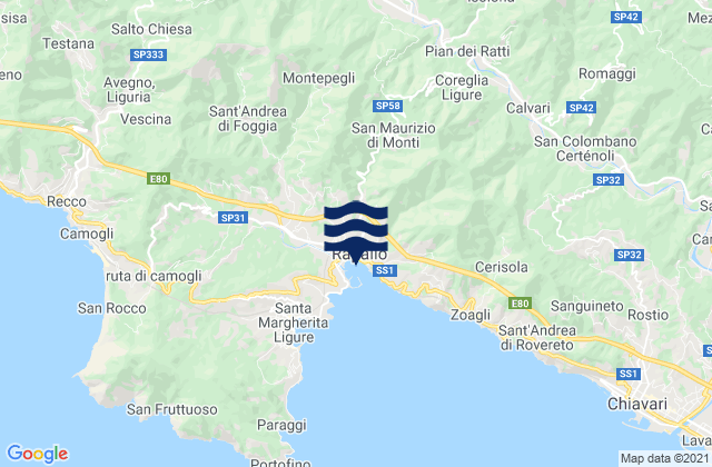 Mappa delle Getijden in Favale di Malvaro, Italy
