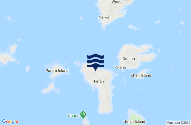Mappa delle Getijden in Fefen Municipality, Micronesia