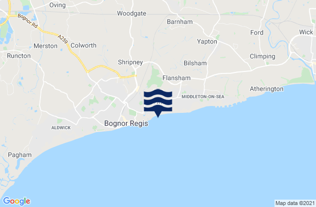 Mappa delle Getijden in Felpham Beach, United Kingdom