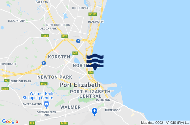 Mappa delle Getijden in Fence (Port Elizabeth), South Africa
