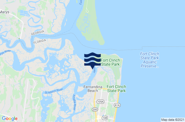 Mappa delle Getijden in Fernandina Beach Amelia River, United States