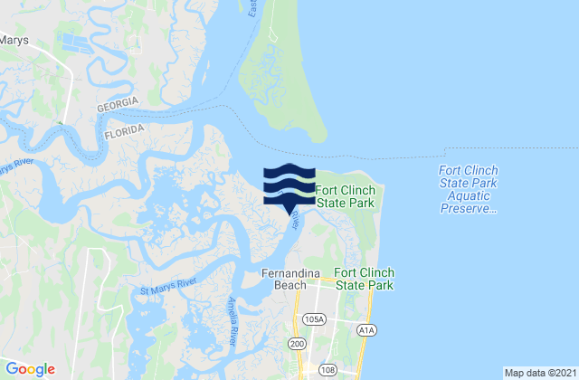 Mappa delle Getijden in Fernandina Beach City Front Reach Amelia River, United States