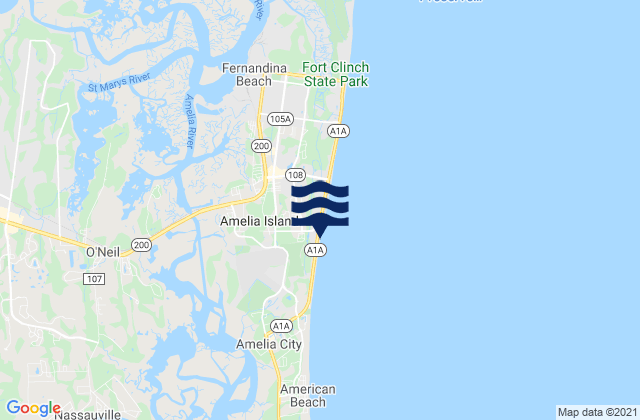 Mappa delle Getijden in Fernandina Beach Pier, United States