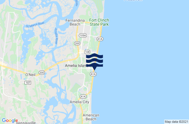 Mappa delle Getijden in Fernandina Pier, United States