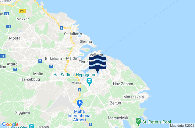 Mappa delle Getijden in Fgura, Malta