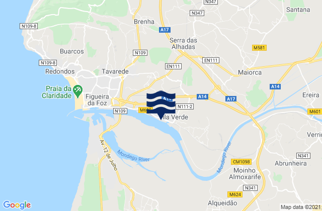 Mappa delle Getijden in Figueira da Foz, Portugal