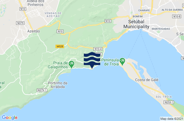 Mappa delle Getijden in Figueirinha Beach, Portugal