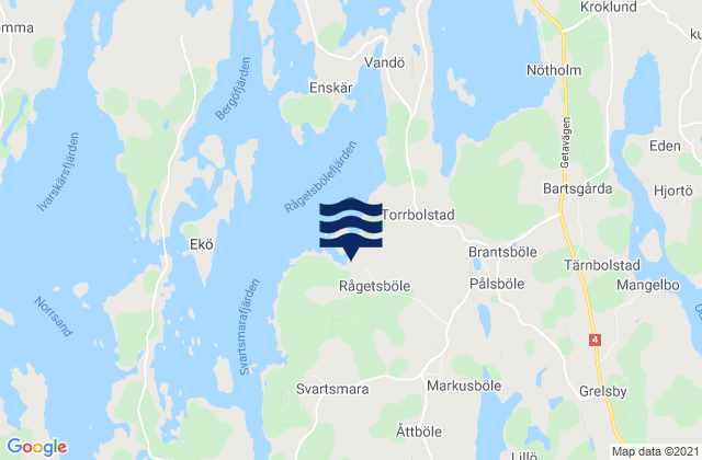 Mappa delle Getijden in Finström, Aland Islands