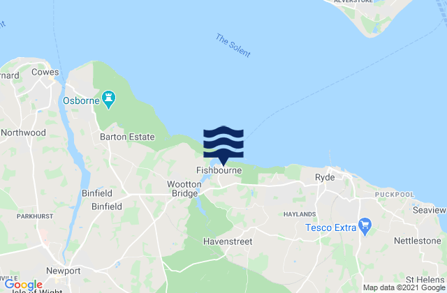 Mappa delle Getijden in Fishbourne Port, United Kingdom