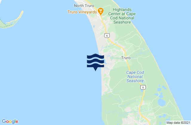 Mappa delle Getijden in Fisher Beach Truro, United States