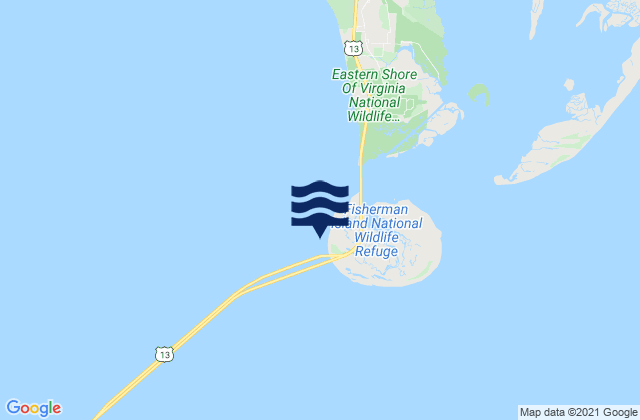 Mappa delle Getijden in Fishermans Island, United States