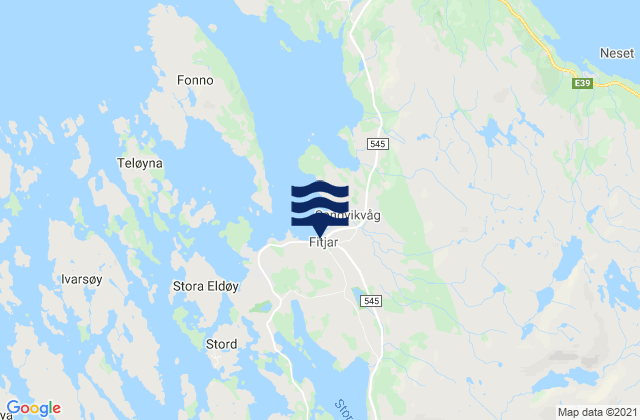 Mappa delle Getijden in Fitjar, Norway