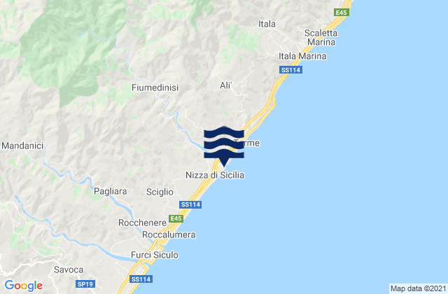 Mappa delle Getijden in Fiumedinisi, Italy