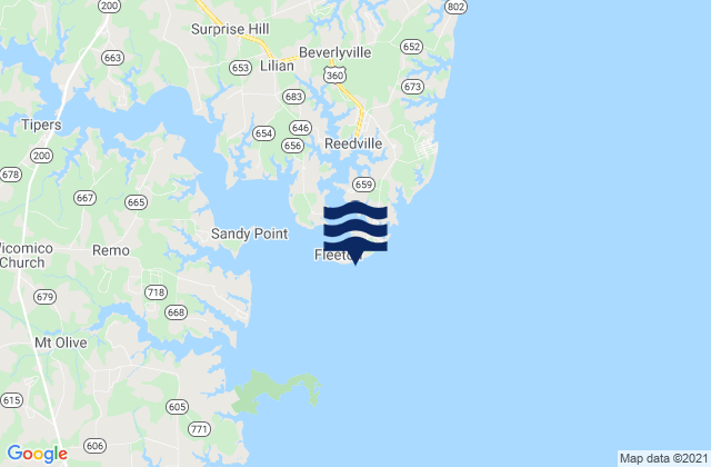 Mappa delle Getijden in Fleeton Point, United States