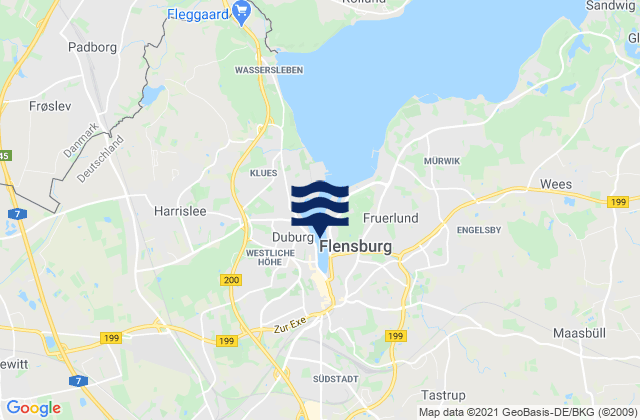 Mappa delle Getijden in Flensburg, Germany