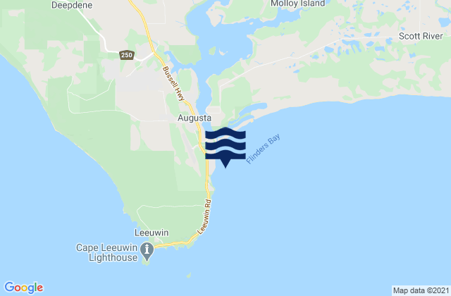Mappa delle Getijden in Flinders Bay, Australia