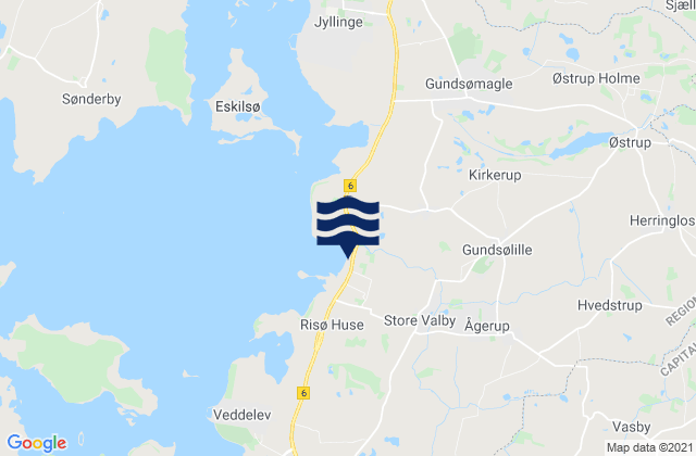 Mappa delle Getijden in Fløng, Denmark