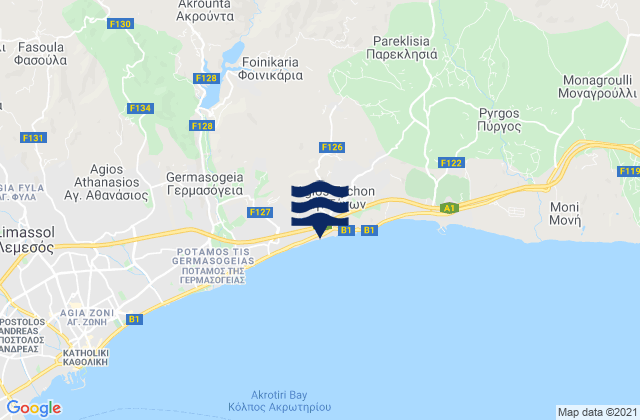 Mappa delle Getijden in Foinikária, Cyprus