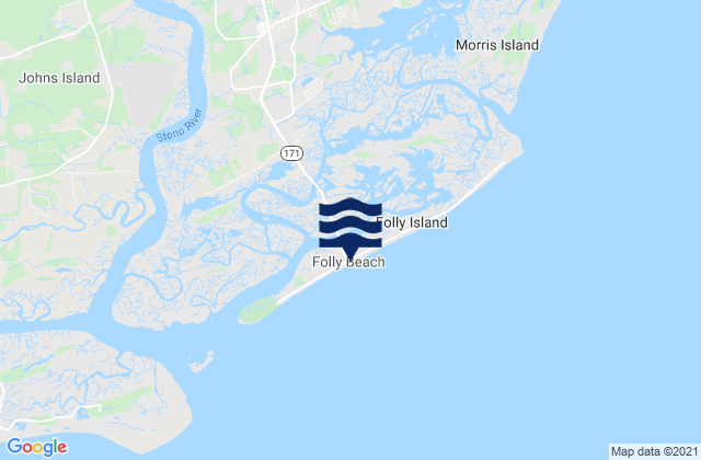 Mappa delle Getijden in Folly Beach, United States