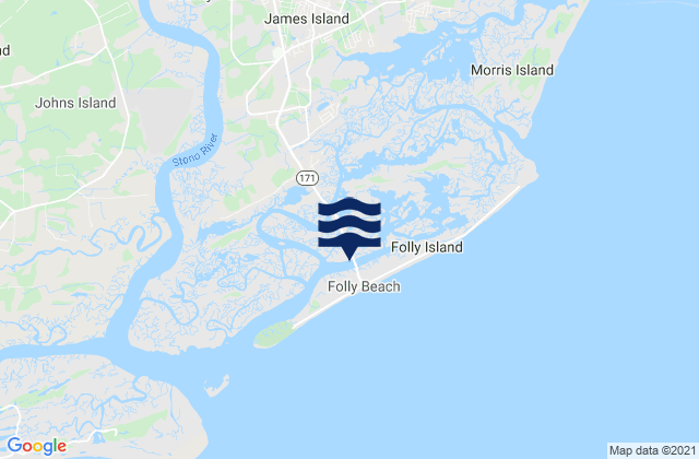 Mappa delle Getijden in Folly River Bridge Flooy Island, United States