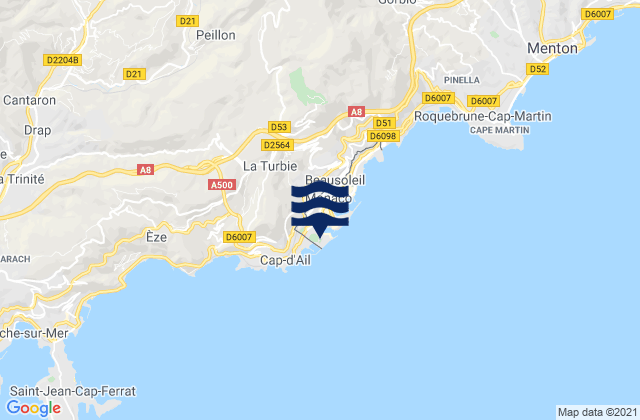 Mappa delle Getijden in Fontvieille, Monaco