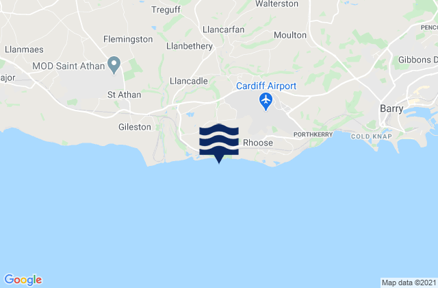 Mappa delle Getijden in Fontygary (Ffontygari) Bay Beach, United Kingdom