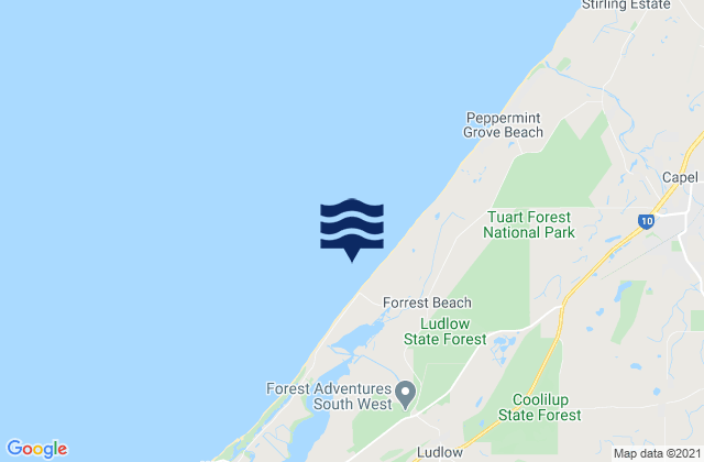 Mappa delle Getijden in Forrest Beach, Australia